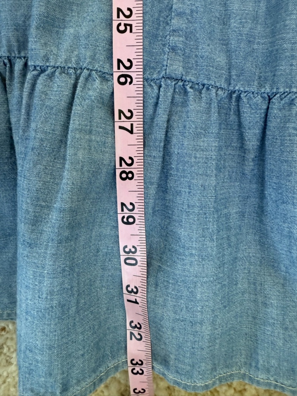 Lauren Ralph Lauren Tiered Denim Midi Skirt 12P Boho Western Prairie Peasant - Picture 5 of 11
